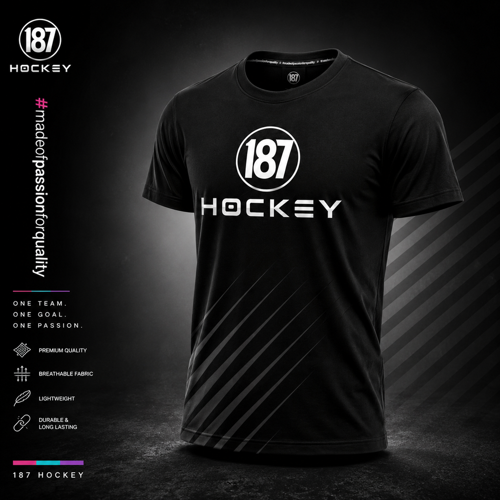 187 Hockey Casual T-Shirt Junior – Schwarz/Weiß